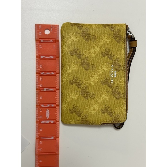 Coach, Women's Wristlet/Wallet, Yellow W/Coach Logo Pattern - Picture 4 of 5